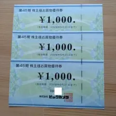ビックカメラ 株主優待券 3000円分　コジマ　ソフマップ