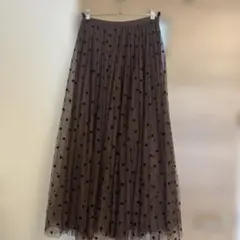ドット柄 チュール ロングスカート ブラウンのサムネイル