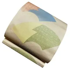 ユ139袋帯 全通柄 7宝文柄 正絹 着物帯　仕立て上り美品