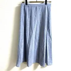 FTY 膝丈 フレアスカート 総レース 刺繍 きれいめ 38