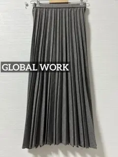k0808 GLOBAL WORK お手入れらくらくプリーツスカート グレー