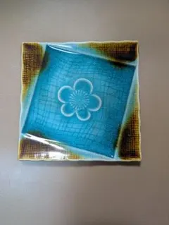 青色花模様 四角形陶器皿 10枚セット