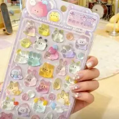 ラスト１点！新作！ラメ入りオバケーヌぷっくりシール(パープルタイプ)