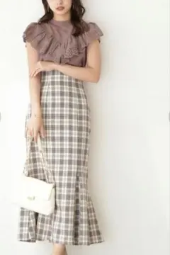 【プロポーションボディドレッシング】 トライアングルチェックマーメイドスカート