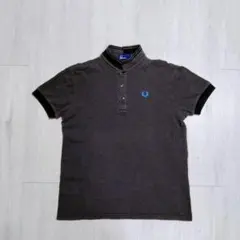FRED PERRY ポロシャツ スタンドカラー L グレー 刺繍ロゴ