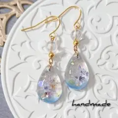 ≪306 ブルー≫レジンピアス 400円