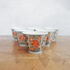 有田焼 古伊万里 金彩 唐草文様 湯飲み 6点セット
