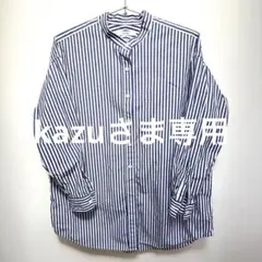 ジャーナルスタンダードrelume 青と白のストライプ バンドカラーシャツ