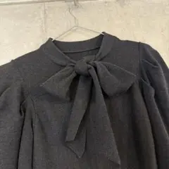 Lily brown リボン付きブラックロングワンピース