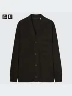美品 UNIQLO U メンズ　フレンチリブカーディガン L ブラック