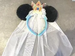 ディズニー　カチューシャ　ウエディング　ミニー　ブルー