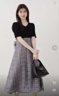 プロポーションボディドレッシング　シアーチェックドッキングワンピース　S