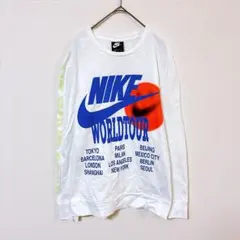ナイキ　NIKE　ロンT　メンズM　白色　プリント　刺繍　綿100％