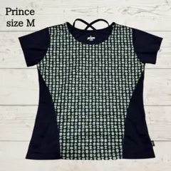 Prince プリンス テニスウェア Tシャツ 総柄 ネイビー M 美品