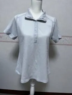 シャルレ　Lサイズ　ブルーグレー　ポロシャツ 半袖 ワッフル編み