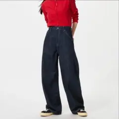 【ほえる様専用】UNIQLO バギーカーブジーンズ ネイビー 丈短め