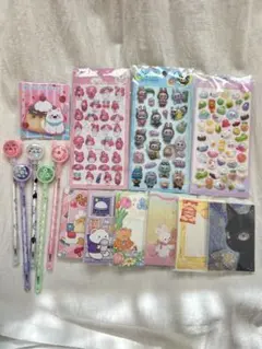 【文具セット】3Dシール メモ帳 ミニノート 付箋 ボールペンセット ③