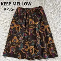 KEEP MELLOW ギャザースカート 総柄 ペイズリー 花柄 ヴィンテージ風