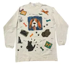 90s 犬 tシャツ 長袖 ヴィンテージ イヌ dog 動物 アニマル