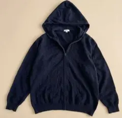美品✨ 無印良品 ニットパーカー ウール100% L 紺 ジップパーカー ニット