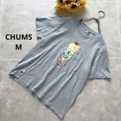⑥11 CHUMS M 半袖Tシャツ グレー ロゴプリ アウトドア カジュアルのサムネイル