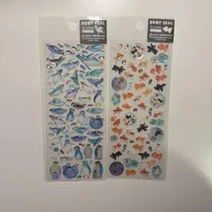 DROP SEAL ペンギン 金魚 シール 2シートセット