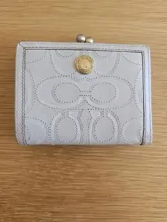 COACH 二つ折り財布 アイボリー　レザー　ガマ口