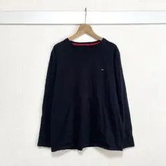 TOMMY HILFIGER ロンT 長袖Tシャツ 黒 刺繍 ワンポイントロゴ
