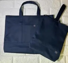 えぶ様専用☆レッスンバッグセット 03 濃紺×ネイビーワインタブ お受験