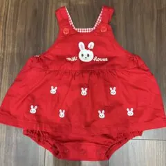 【MIKI HOUSE】スカート付きロンパース　ダルマオールS（70〜80cm）