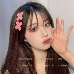 ヘアピン クリップ 地雷系アクセサリー ゴム天使界隈 十字架バツ 量産型 ピンク