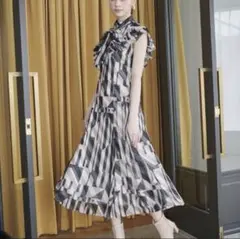 美品And Couture　アンドクチュール　マキシ丈ボウタイシフォンワンピース