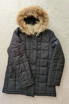 AIGLE フードつき 中綿 ナイロン コート ブラック