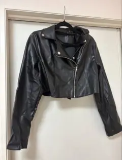 レザー ライダース クロップドジャケット SHEIN