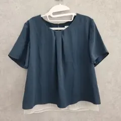 J.PRESS 半袖 ブラウス グリーン 緑 異素材プリーツ切替 春夏 上質のサムネイル