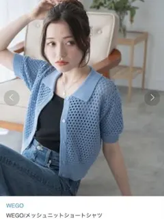 WEGO メッシュニットショートシャツ ブルー　カーディガン春　夏