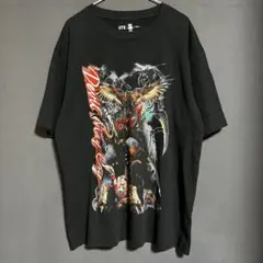 極大プリント マヤ文明 アステカ カレンダー 総柄Tシャツ XL 黒 