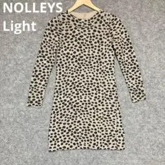NOLLEYS Light ベージュと黒のドット柄長袖膝丈ワンピースのサムネイル