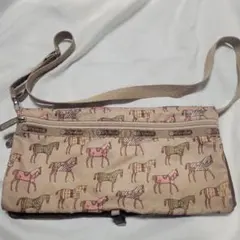 【希少・廃盤】レスポートサック ショルダーバッグ 馬柄 ホース ベージュ 軽量