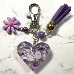 7138☆ シマエナガ　キーホルダー　チャーム　レジン　ハンドメイド