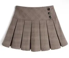 インパン裏地付チェック柄プリーツミニスカート [ac2563]
