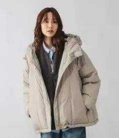 今期吉高由里子グローバルワークエアリュクスダウンフードブルゾンМグレージュ