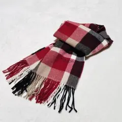 【美品】ブルーレーベルクレストブリッジ　カシミヤ混　マフラー　ウール　レッド