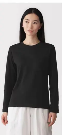 新品タグ付き！ 無印良品の天竺編み　クルーネック　長袖Tシャツ　Lサイズ