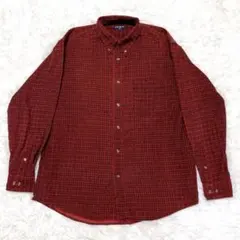 90s オールドユニクロ 紺タグ BDチェックネルシャツ XL バーガンディ