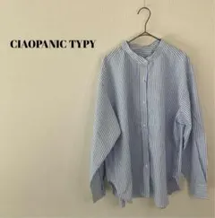 CIAOPANIC TYPY チャオパニックティピー　ノーカラーストライプシャツ