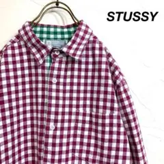 STUSSY ステューシー ギンガムチェック ネルシャツ バイカラー