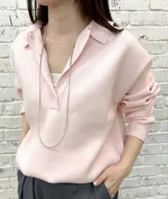 【SHENERY】ラガーニットポロ ピンク