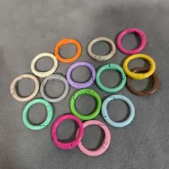 カラフルキーホルダーリング 15個セット 25mm カラビナ 丸 Oリング
