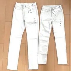 【新品】姉妹お揃い　オフホワイト　 ロングパンツ ジッパー付き　130.150